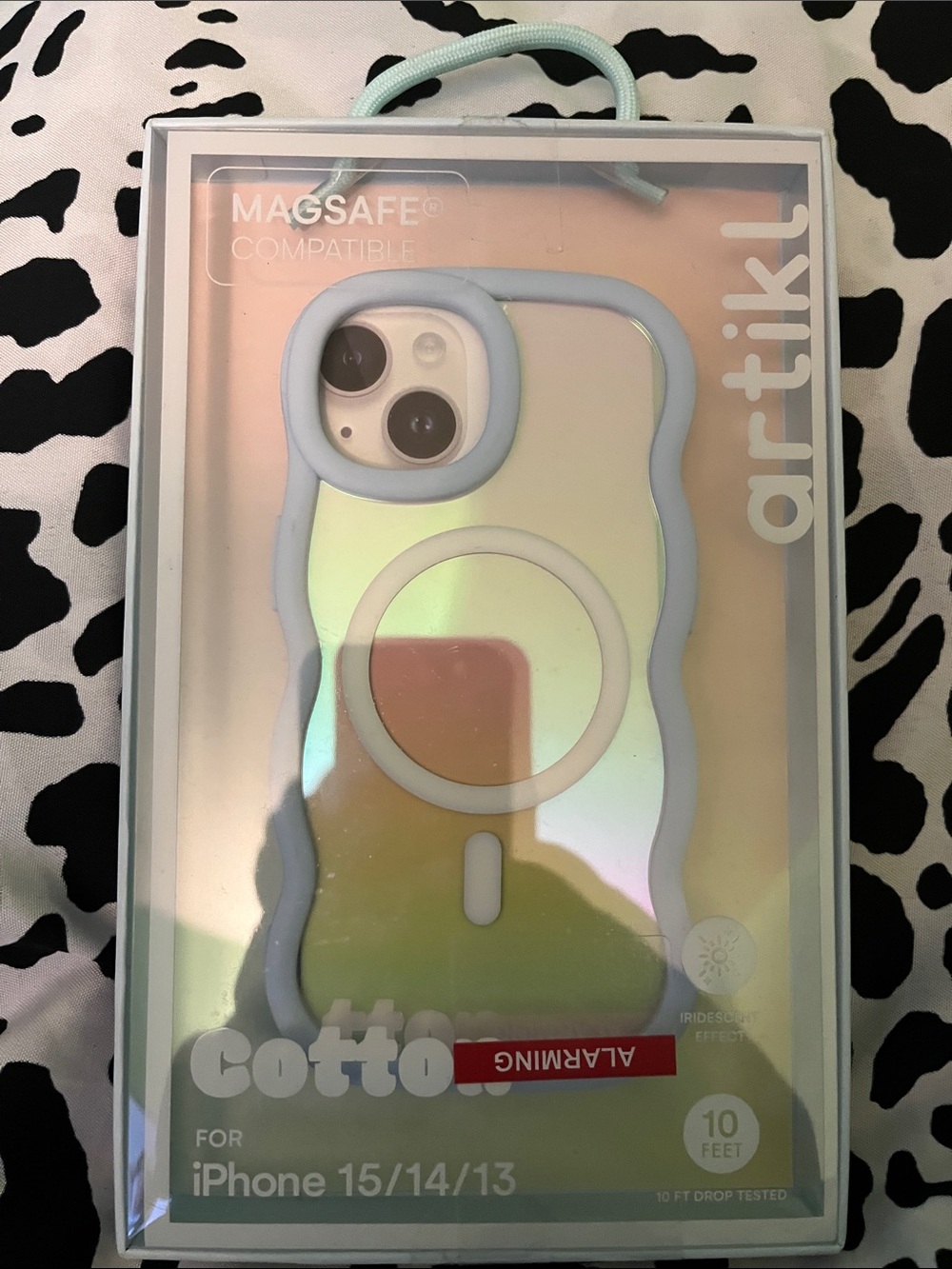 Cotton MagSafe-Compatible iPhone Case — Light Blue Iridescent